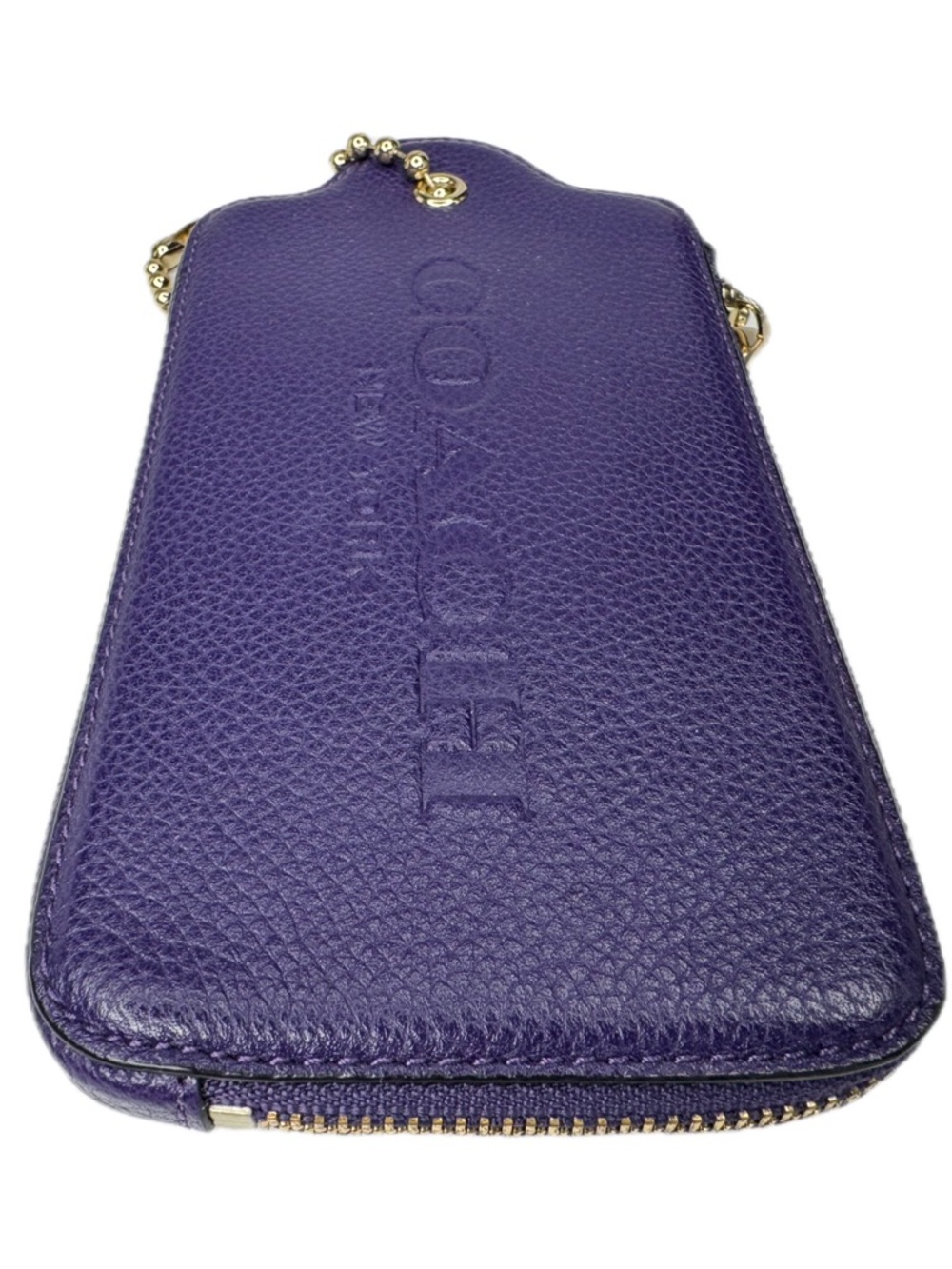 COACH HANGTAG WRISTLET MULTIFUNCTION CASE LEATHER F52390 PURPLE WALLET - Picture 7 of 13